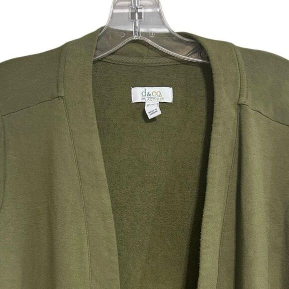 D & Co. Active Cardigan Women's 1X Deep Green Brushed Back Jersey Open Front - Picture 4 of 14